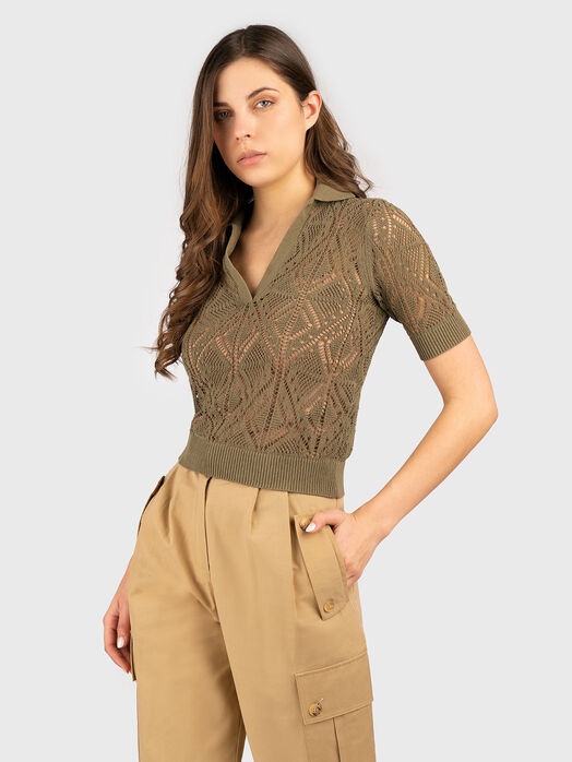 Cotton blouse with sheer effect