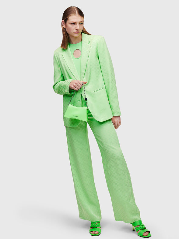 HUN'S PICK green blazer with monogram print - 2