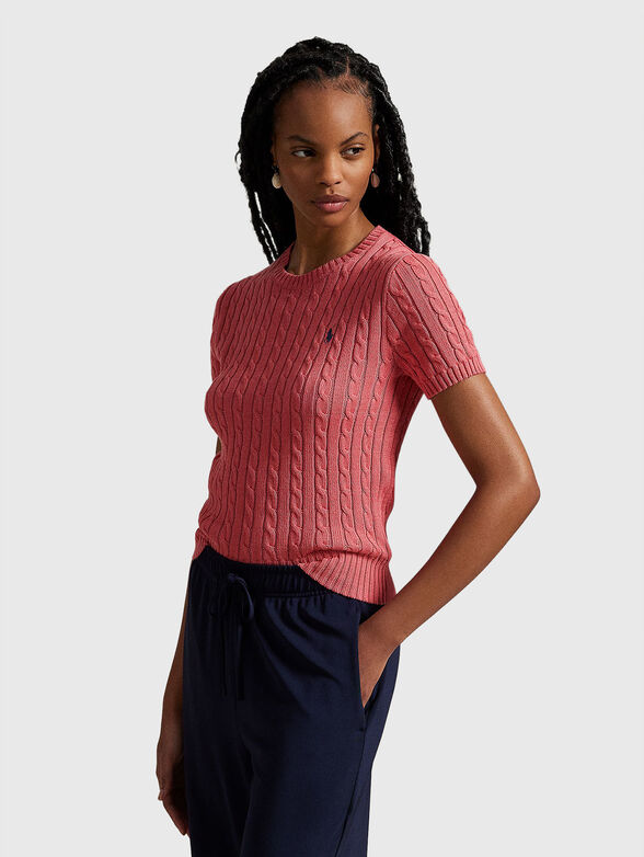 Cable knit cotton short sleeve jumper - 1