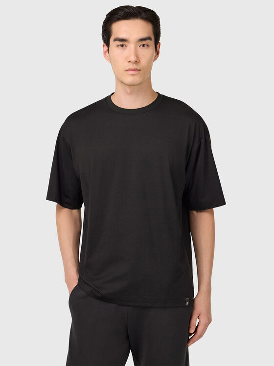 Black cotton blend T-shirt  - 1