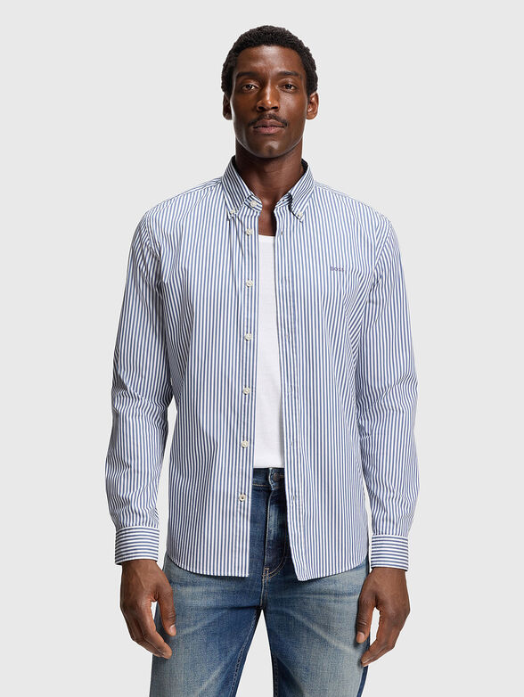 Striped cotton blend long sleeve shirt - 1