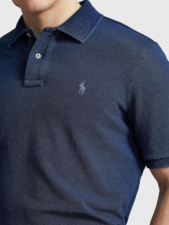Dark blue logo-embroidered Polo shirt  - 4