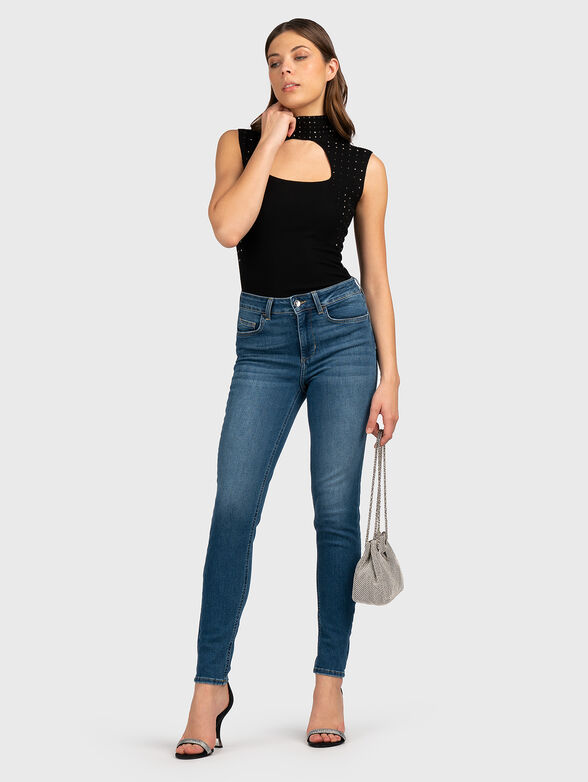 Skinny jeans with appliqued rhinestones - 4