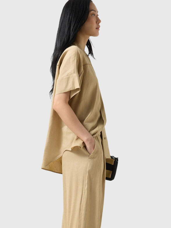 Candy linen blend pants in beige - 5