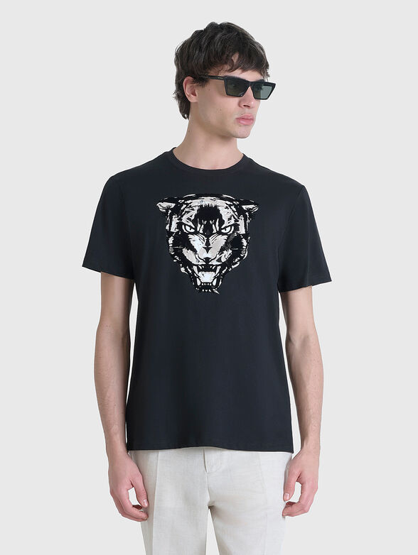 Black T-shirt with print  - 1