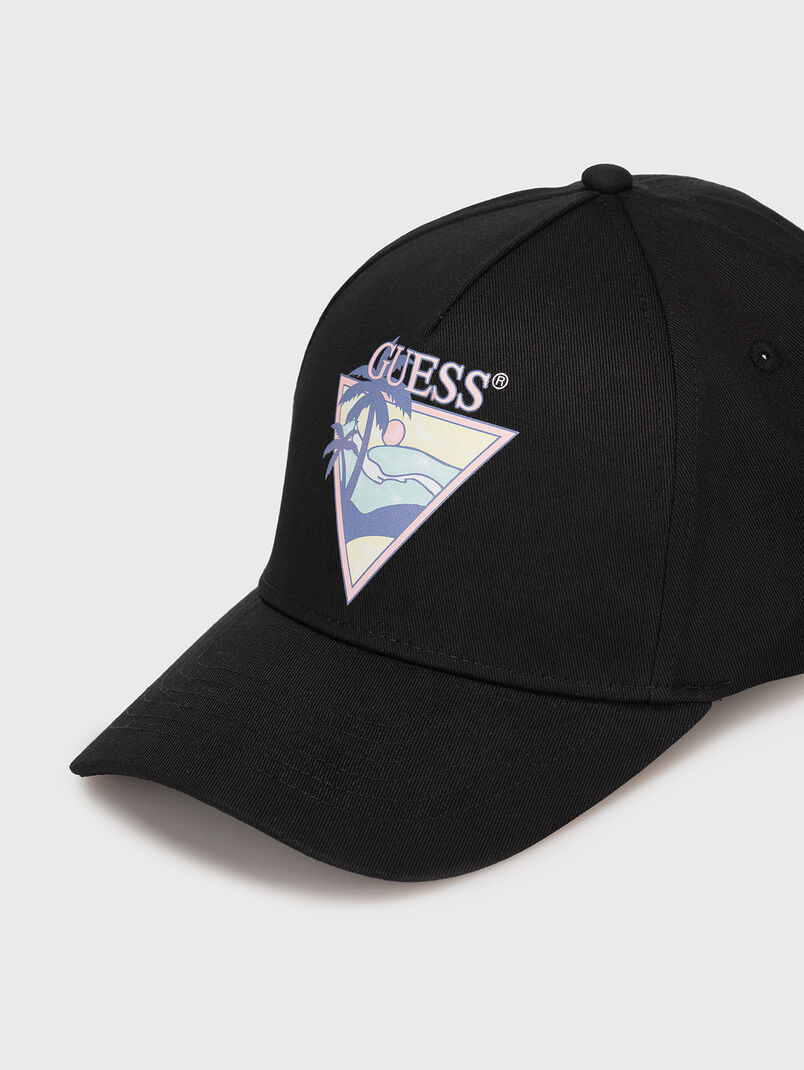 Logo print cap in black  - 3