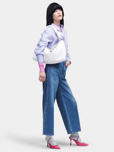 Wide leg jeans with logo patch - 5