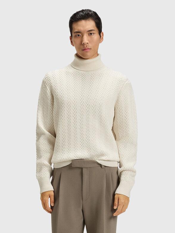 Wool sweater with polo neck - 1