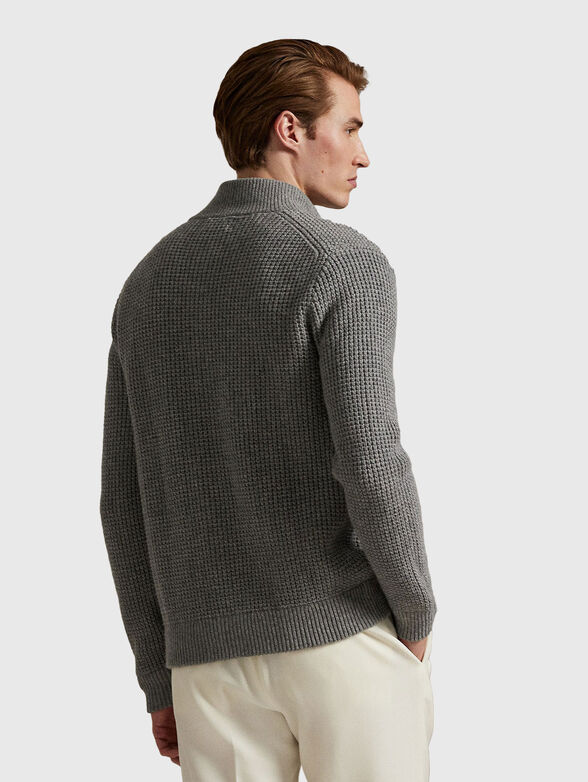 Waffle knit wool-cotton cardigan - 3