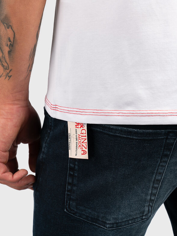 Cotton blend T-shirt with accent print - 3