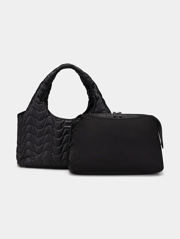 Handbag in black color with quilted effect  - 2
