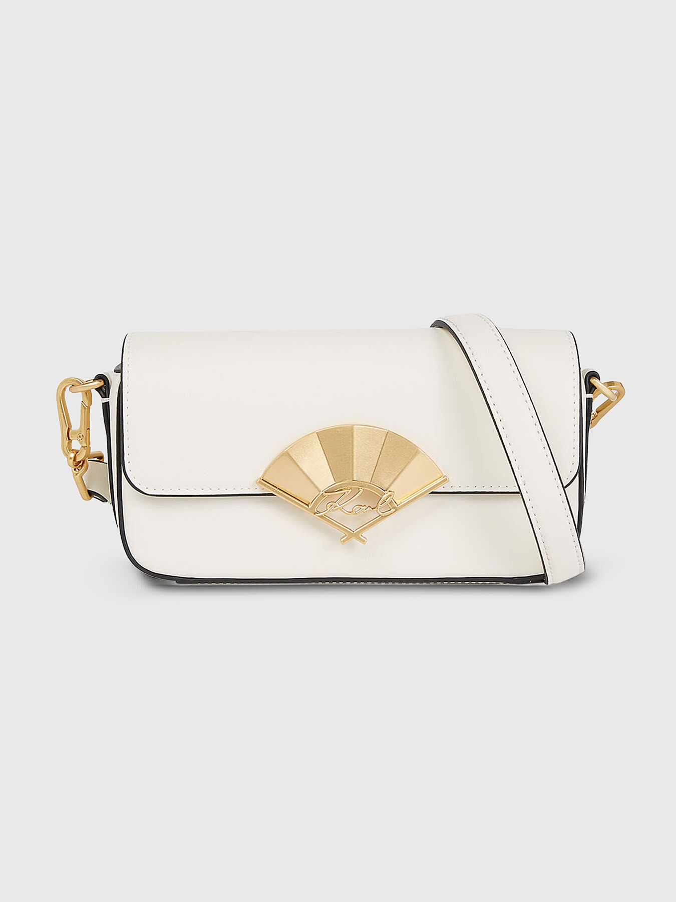 K/SIGNATURE beige leather bag with logo accent brand Karl