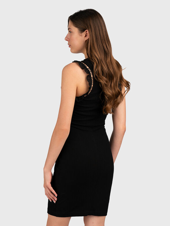 OLGA black dress with ruffled accent and logo lace - 2