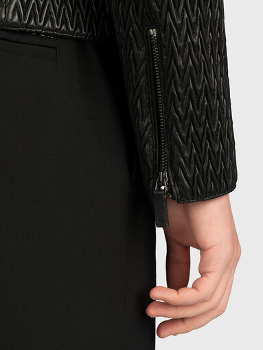 Lamb leather jacket in black color - 4
