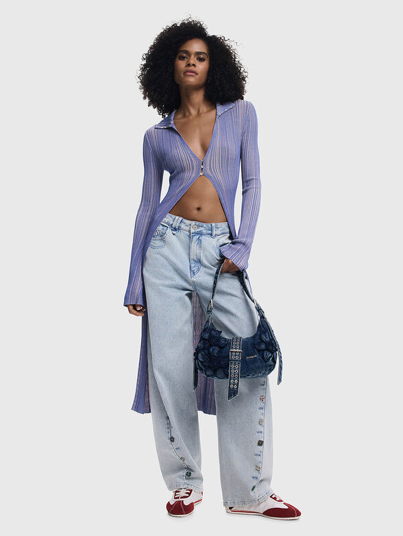 Denim bag with accent embroidery - 2