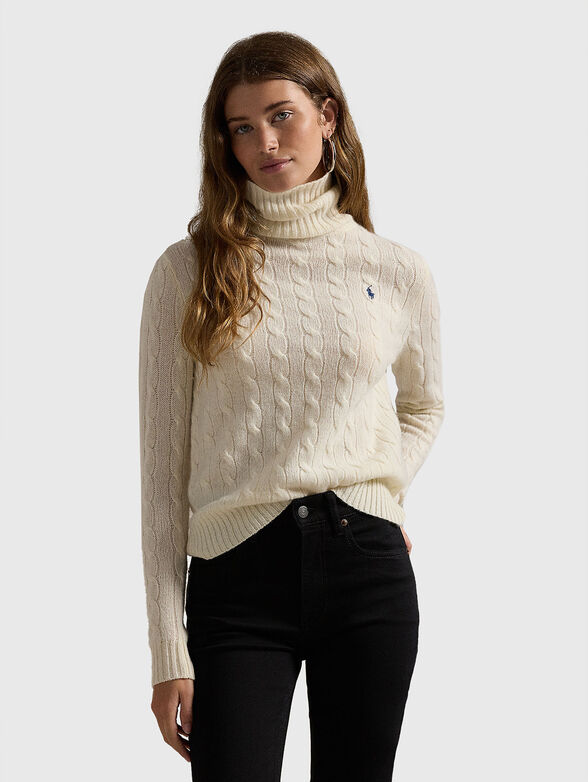 Sweater with polo collar from wool blend - 1