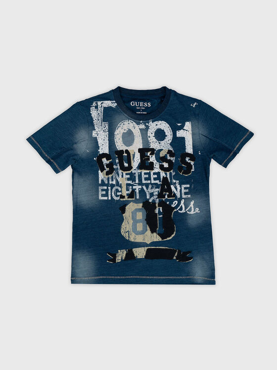 Тениска от памук с контрастен принт - 1