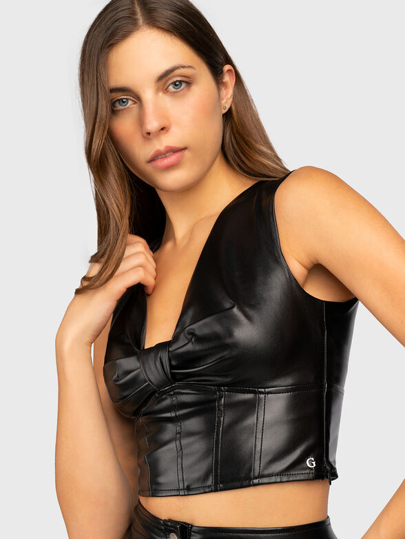 BRENDA black crop top made of faux leather - 4