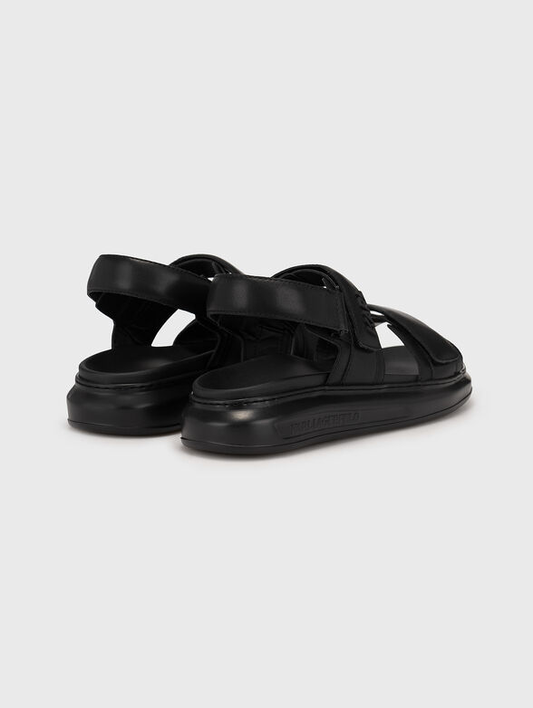 KAPRI MENS black leather sandals with logo - 3