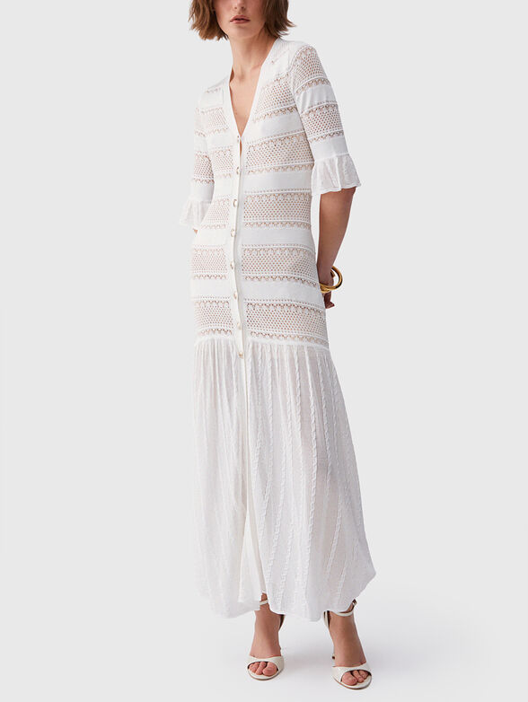 Knitted midi dress with a V-neckline - 1