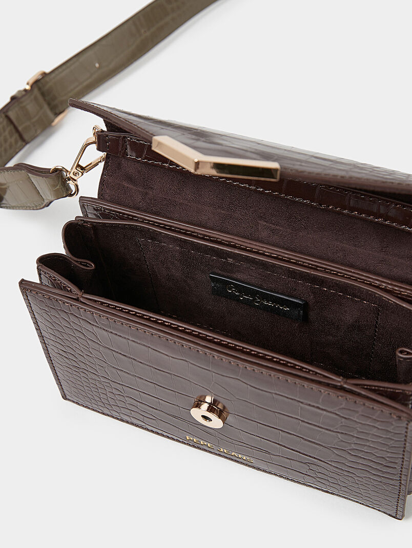 MACY brown crossbody bag with crocodile texture - 3
