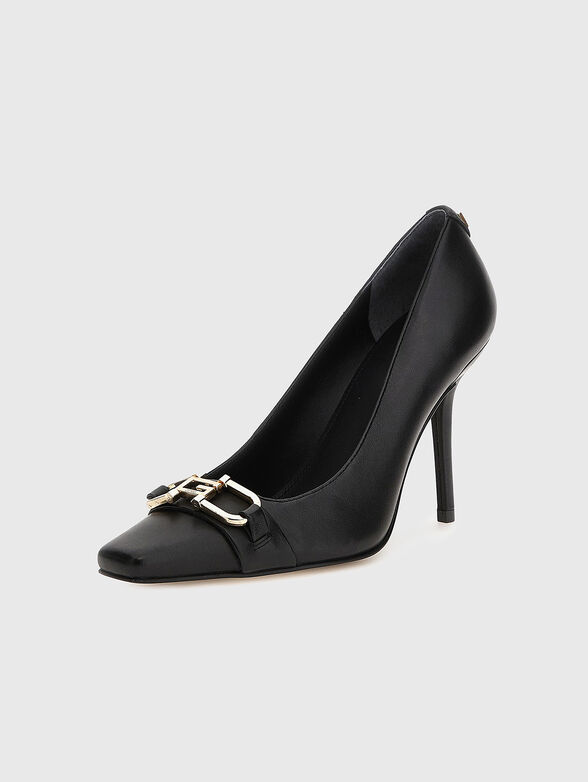 ELOUISA black leather heeled shoes - 2
