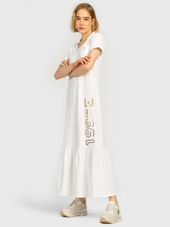 Long dress with logo embroidery and sequins - 1