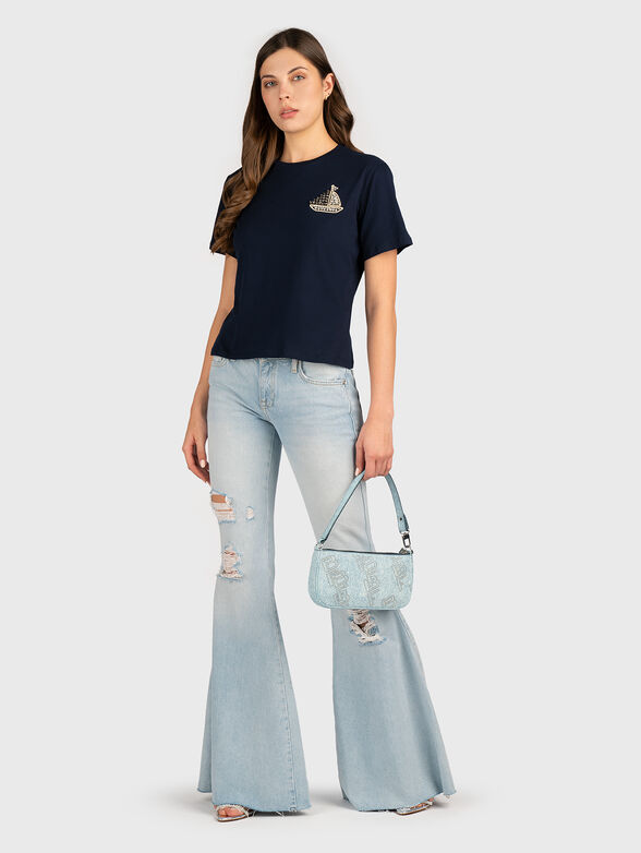 T-shirt with rhinestones in blue - 2