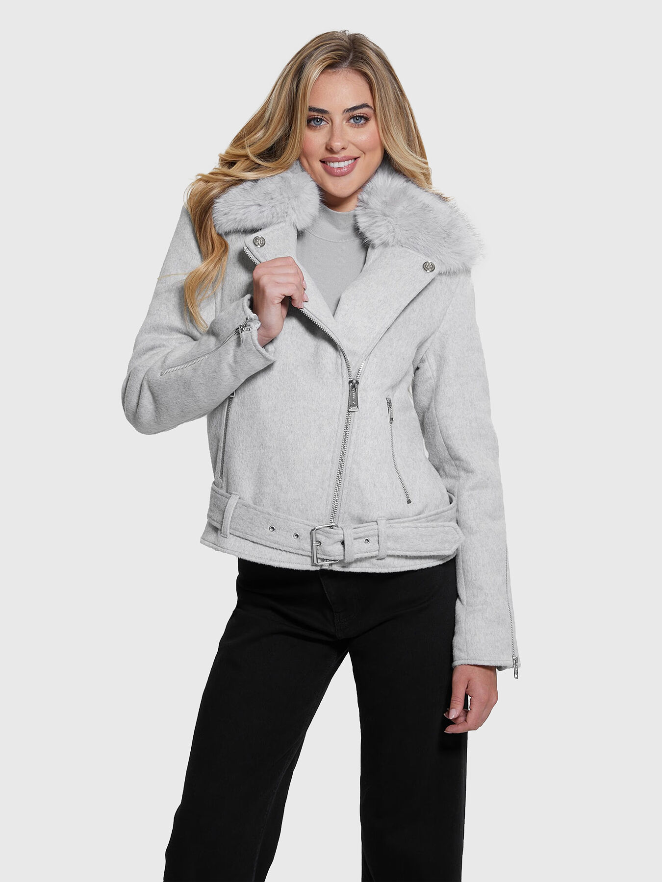Faux fur guess jacket clearance