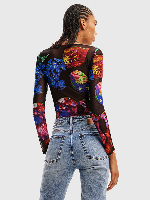 Tulle blouse with asymmetric neckline - 3