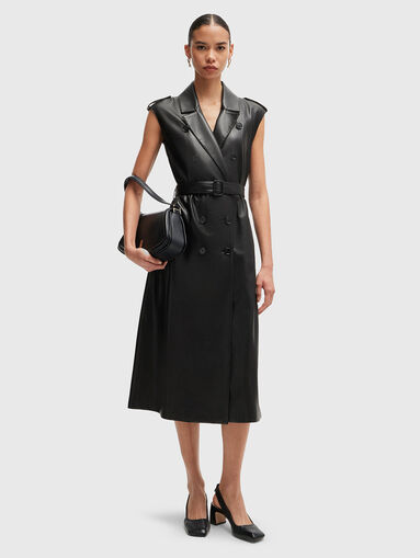 Faux-leather double-breasted midi dress - 5