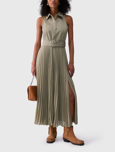 Pleated gabardine skirt - 5