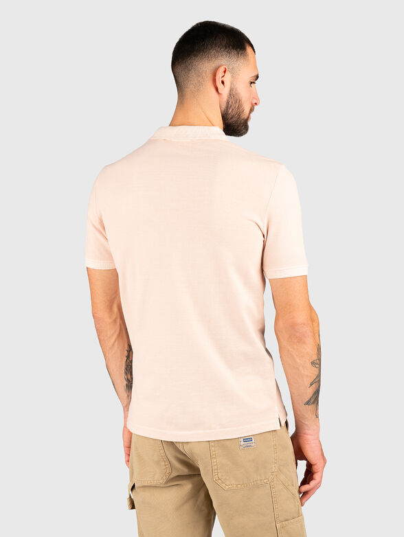 Beige cotton polo shirt with logo patch - 3