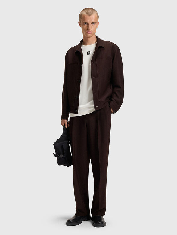 Cotton T-shirt with oval neckline in black - 2