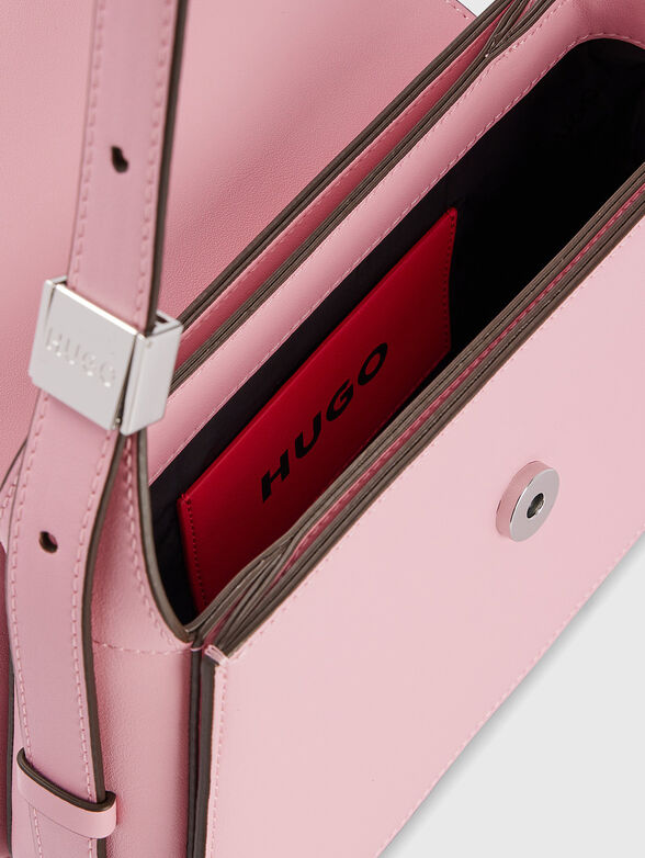 Faux leather shoulder bag with accent logo - 6