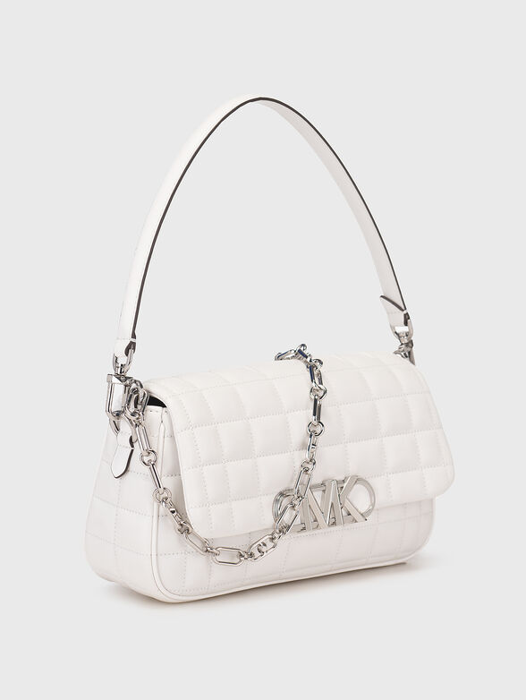 Quilted effect shoulder bag in leather - 4