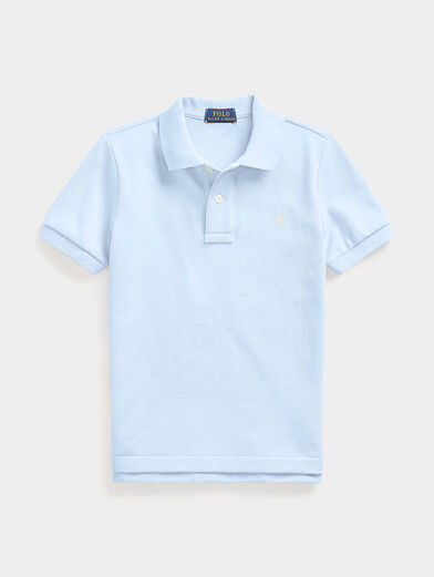 Polo shirt with short sleeve in pale blue color - 1