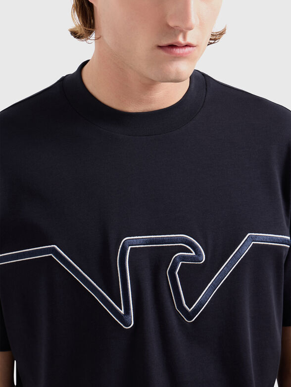 Black T-shirt with logo embroidery - 4