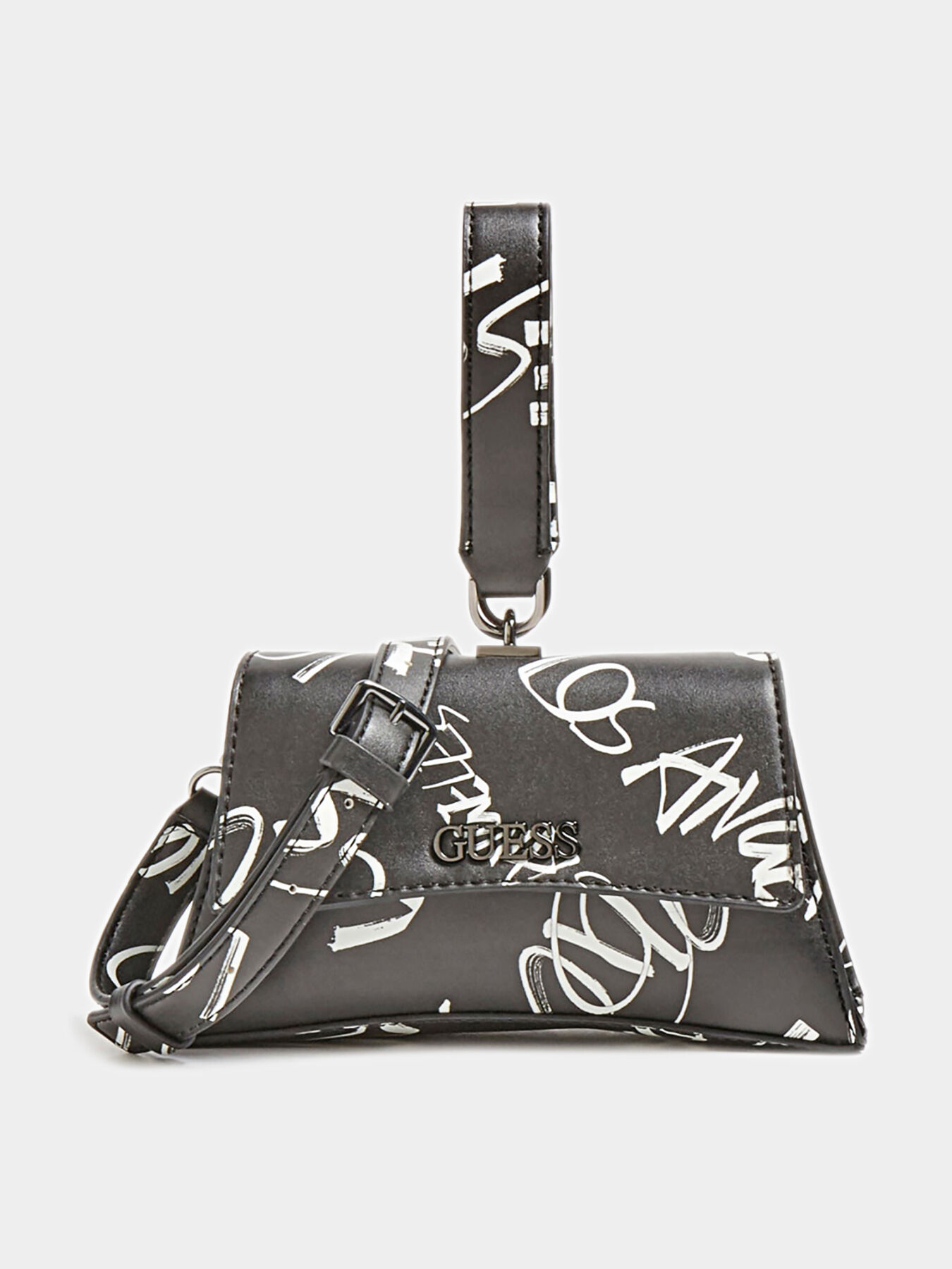 DEVIN Crossbody bag with graffiti print brand GUESS Globalbrandsstore en
