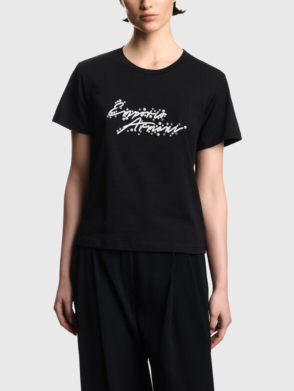 Black T-shirt with an embroidered logo - 1