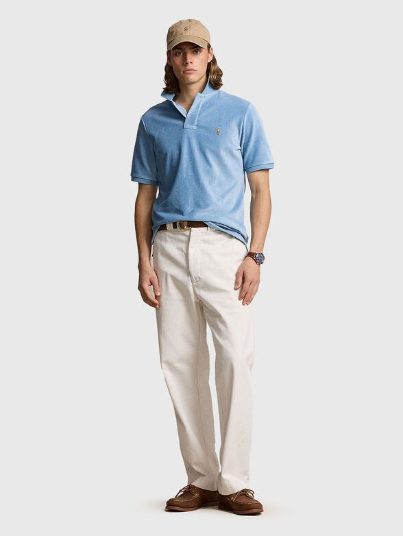 Blue corduroy polo shirt - 1