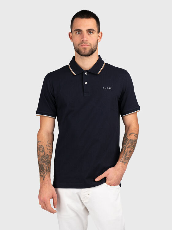 LYLE dark blue cotton blend polo shirt  - 1