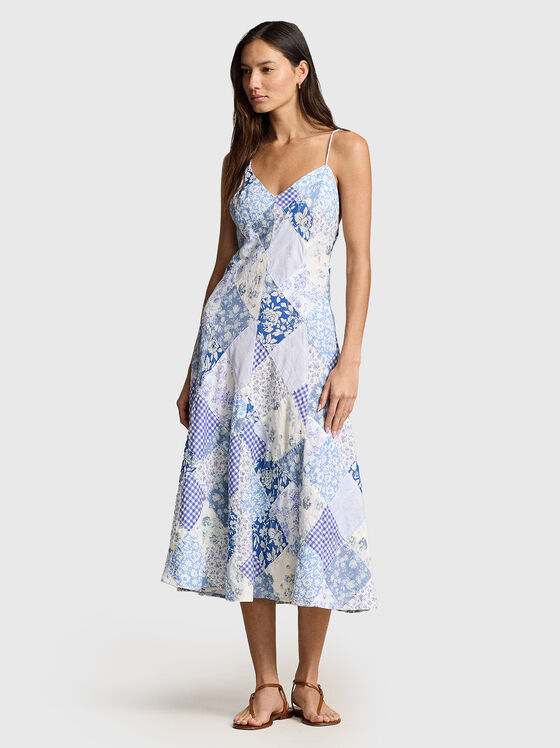 Patchwork V-neck dress - 1