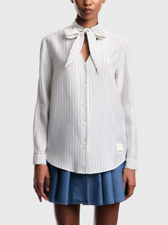 Striped shirt made of melange fabric - 1