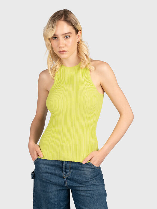 Black ribbed viscose blend top