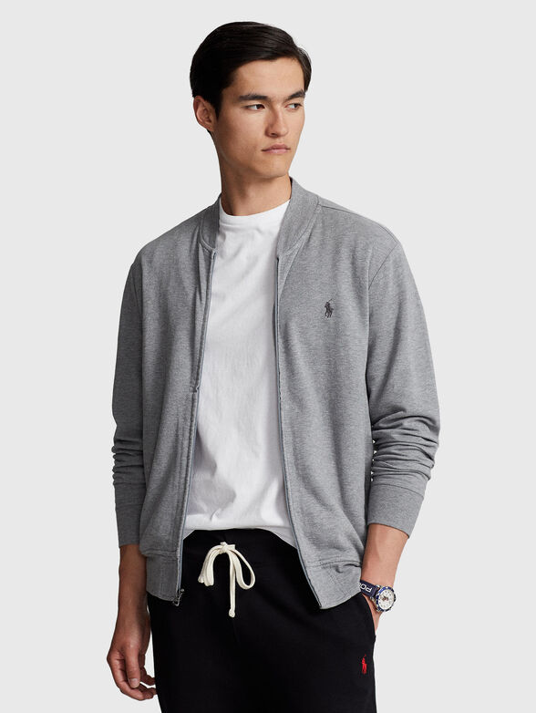 Logo-embroidered sweatshirt in grey  - 1