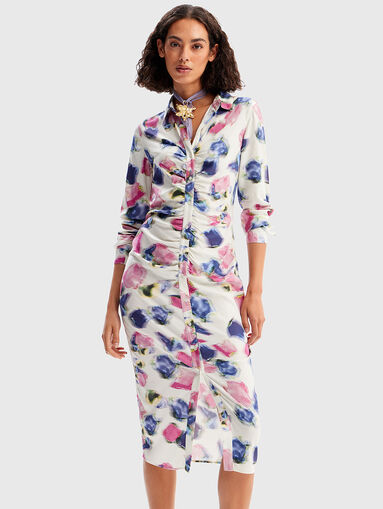 Slim dress with multicolour print - 3