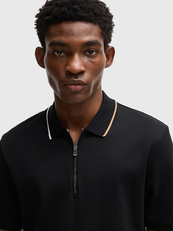 Cotton polo shirt with zip - 4