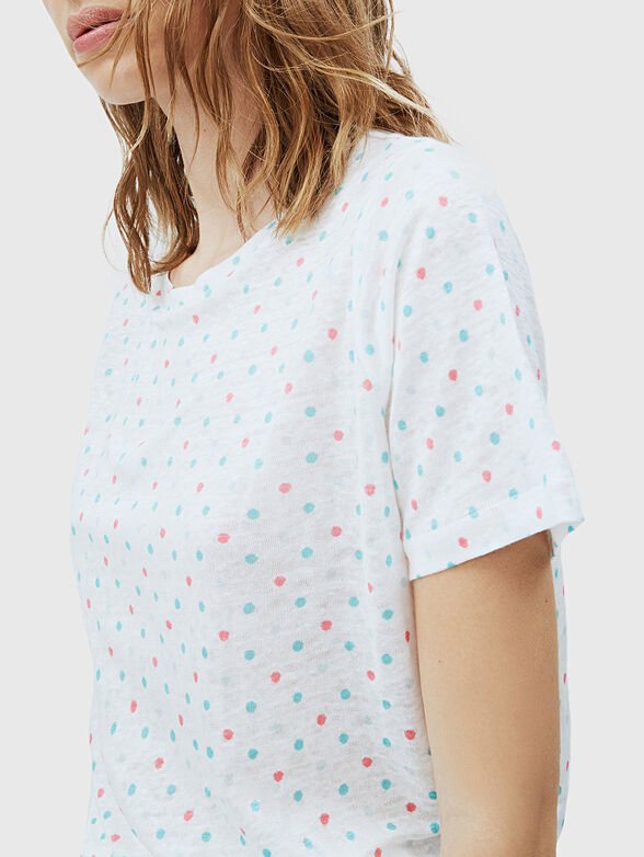 DENISE Linen T-shirt with dotted print - 3