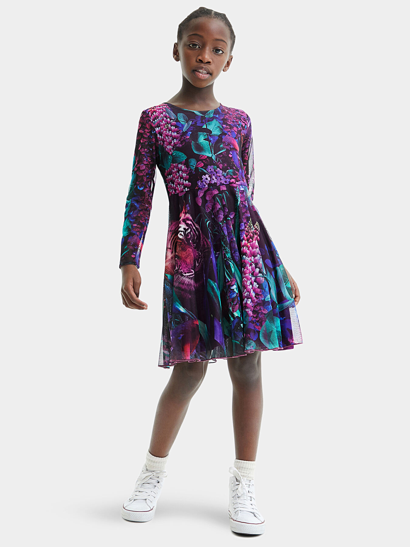 Tulle dress with multicolor print brand DESIGUAL Globalbrandsstore en